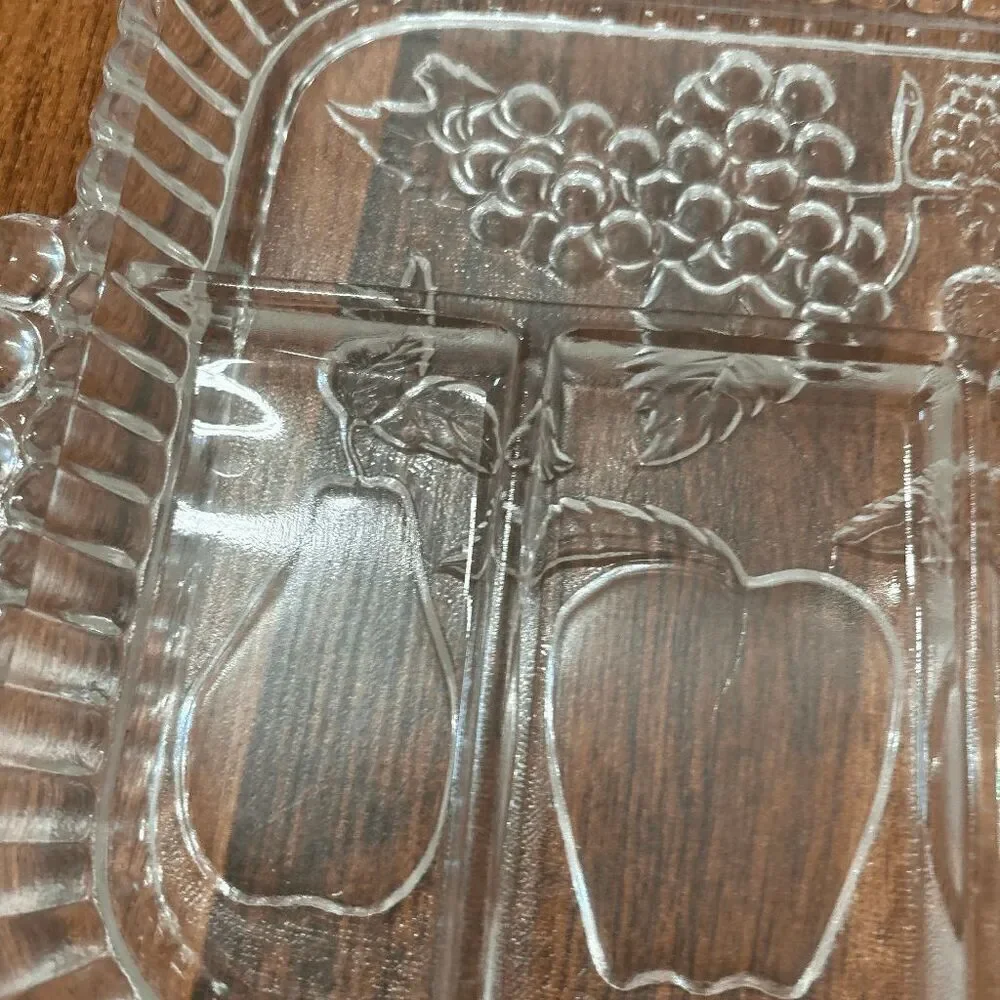 Vintage INDIANA GLASS Clear 5 Part Divided Fruit Relish Tray Platter Dish -USA